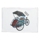 サイクルリクショーの漫画イラストレーション 枕カバー (裏面)