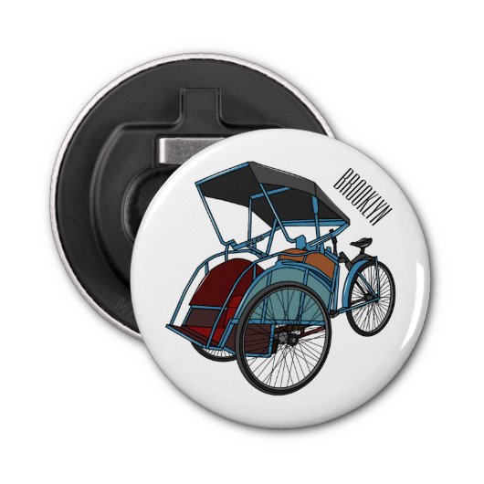 サイクルリクショーの漫画イラストレーション 栓抜き (正面)