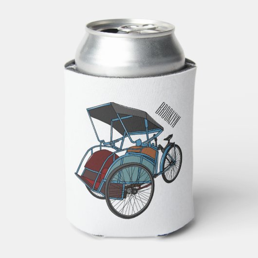 サイクルリクショーの漫画イラストレーション 缶クーラー (缶正面)