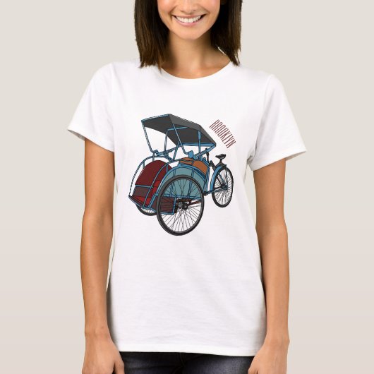 サイクルリクショーの漫画イラストレーション Tシャツ (正面)