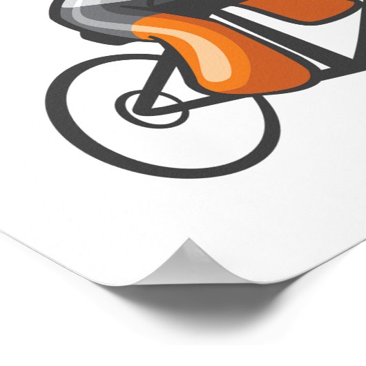 サイクルレーシングオレンジレーサーポスター ポスター (角)