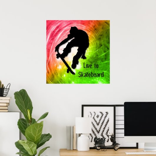 サイクロンでのスケートボーサイケデリックディング ポスター (ホームオフィス)