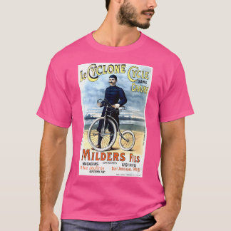 サイクロンサイクルヴィンテージ広告自転車プリント Tシャツ