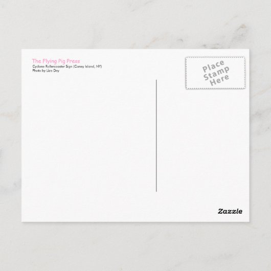 サイクロン・サイン(コニーアイランド、ニューヨーク) ポストカード (裏面)