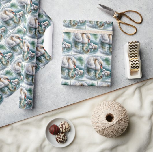 サイグネットの母の白鳥 ラッピングペーパー (クラフト)