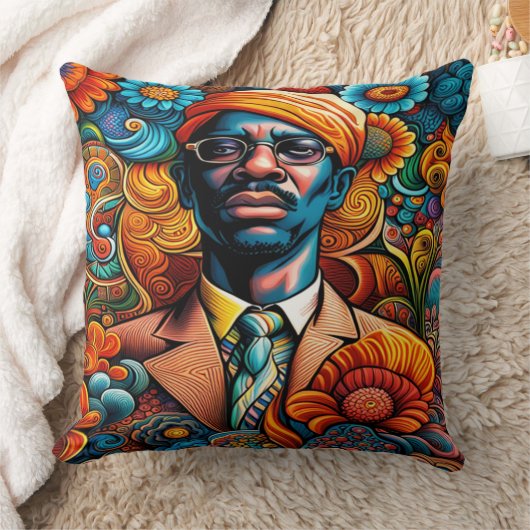 サイケデリカ抽象芸術アフリカ系アメリカ人 クッション (ブランケット)