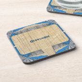 サイケデリックおもしろいフラクタルパターンと文字 コースター (左側)