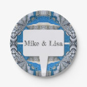 サイケデリックおもしろいフラクタルパターンと文字 ペーパープレート (正面)