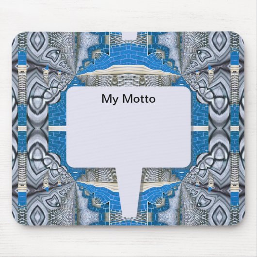 サイケデリックおもしろいフラクタルパターンと文字 マウスパッド (正面)