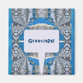 サイケデリックおもしろいフラクタルパターンと文字 マグネット (正面)