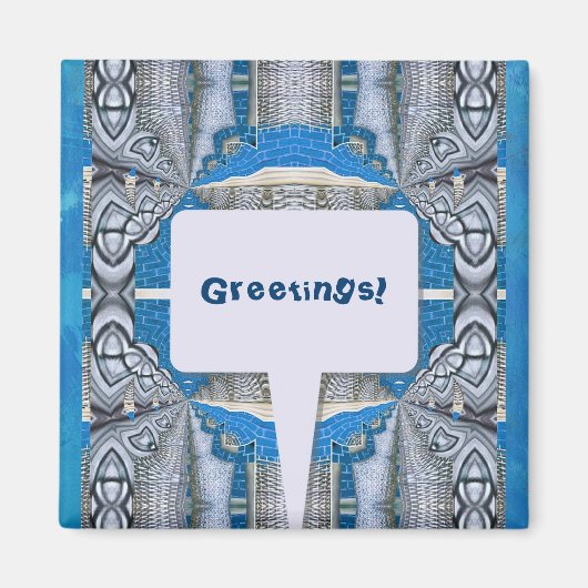 サイケデリックおもしろいフラクタルパターンと文字 マグネット (正面)