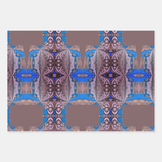 サイケデリックおもしろいフラクタルパターンと文字 ラッピングペーパーシート (正面3)