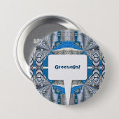 サイケデリックおもしろいフラクタルパターンと文字 缶バッジ (正面&裏面)