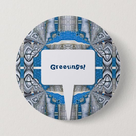 サイケデリックおもしろいフラクタルパターンと文字 缶バッジ (正面)