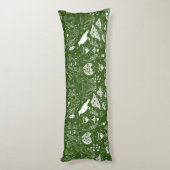 サイケデリックきのこ模様2D.BW.b D緑BG ボディピロー (裏面 (縦))