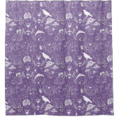 サイケデリックきのこ模様2D.BW.b L紫BG シャワーカーテン (正面)