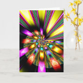 サイケデリックで抽象的でカスタマイズ可能な挨拶状 カード (黄色い花)