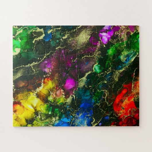 サイケデリックなアルコールインク抽象芸術の絵を描くこと ジグソーパズル (横)