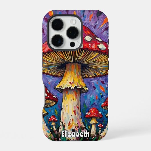 サイケデリックなキノコアウラ iPhoneケース (裏面)
