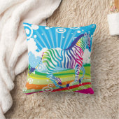 サイケデリックなシマウマの枕 クッション (ブランケット)