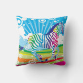 サイケデリックなシマウマの枕 クッション (裏面)