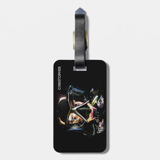 サイケデリックなスキューバダイビングのダイバーの潜水服のマスク ラゲッジタグ (裏面縦)