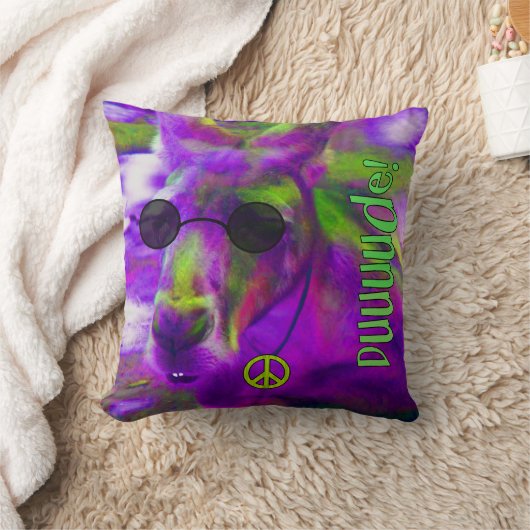サイケデリックなヒッピーの平和愛好のカンガルー、男! クッション (ブランケット)