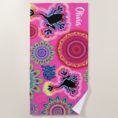 サイケデリックなビーチタオルの熱いカエルの波 ビーチタオル (正面)