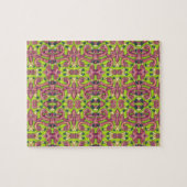 サイケデリックなピンクのフラミンゴのパズルの鏡像 ジグソーパズル (横)