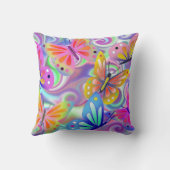 サイケデリックなピンクの蝶 クッション (裏面)