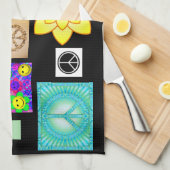 サイケデリックなピースサイン キッチンタオル (四つ折り)