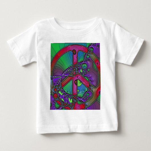 サイケデリックなピースサイン ベビーTシャツ (正面)