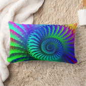 サイケデリックなフラクタルの青パターン ランバークッション (ブランケット)