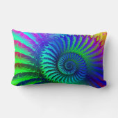 サイケデリックなフラクタルの青パターン ランバークッション (裏面)