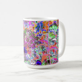 サイケデリックなホットピンクとライムグリーンの庭の花 コーヒーマグカップ