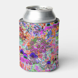 サイケデリックなホットピンクとライムグリーンの庭の花 缶クーラー