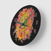 サイケデリックなライオン ラウンド壁時計 (傾斜)
