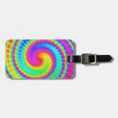 サイケデリックなレトロの絞り染めのヒッピー ラゲッジタグ (正面横)