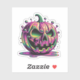 サイケデリックな不機嫌カボチャのハロウィンステッカー シール
