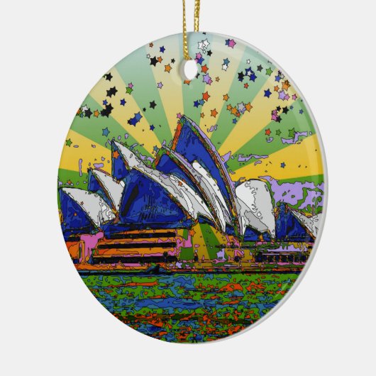 サイケデリックな世界: シドニーオーストラリアのスカイラインA2 セラミックオーナメント (左)