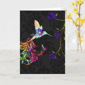 サイケデリックな午後、ハチドリの挨拶状 カード (黄色い花)