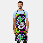 サイケデリックな女性 エプロン (着用した状態)