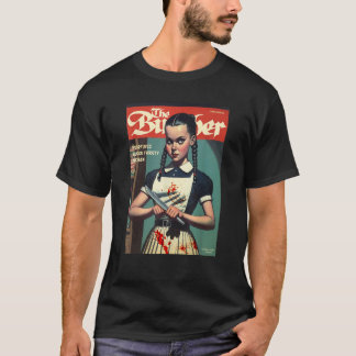 サイケデリックな少女がナイフを持つ1960年代ホラーコミックのお化け Tシャツ
