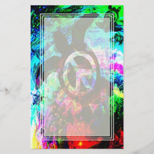 サイケデリックな平和カメのブランクの文房具 便箋 (正面)