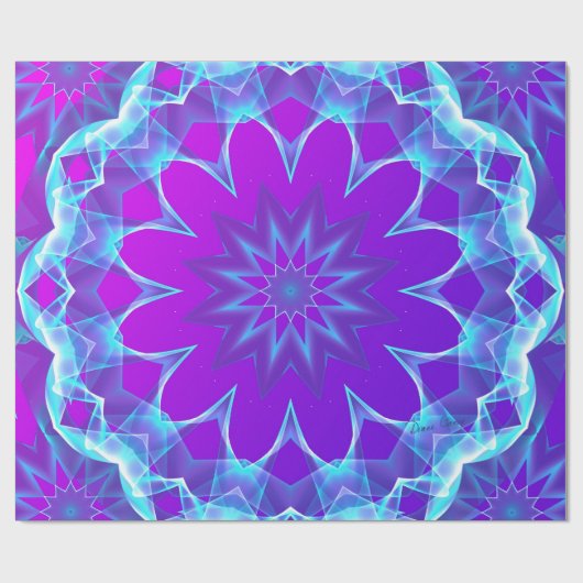 サイケデリックな星、抽象的なすみれ色の紫色の白熱 ラッピングペーパー (フラット)