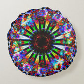 サイケデリックな曼荼羅の芸術 ラウンドクッション (裏面)
