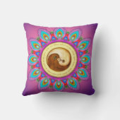 サイケデリックな曼荼羅を持つ平和及び調和の鳩 クッション (裏面)