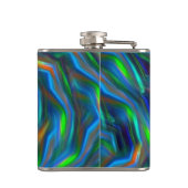 サイケデリックな色の流れのオオヤマネコのポートレート フラスク (裏面)