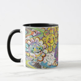 サイケデリックな花で至福のとき マグカップ