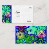 サイケデリックな花の名刺-テレホンカード コーリングカード (正面/裏面)